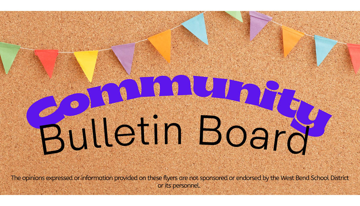 A bulletin board with the words community bulletin board.