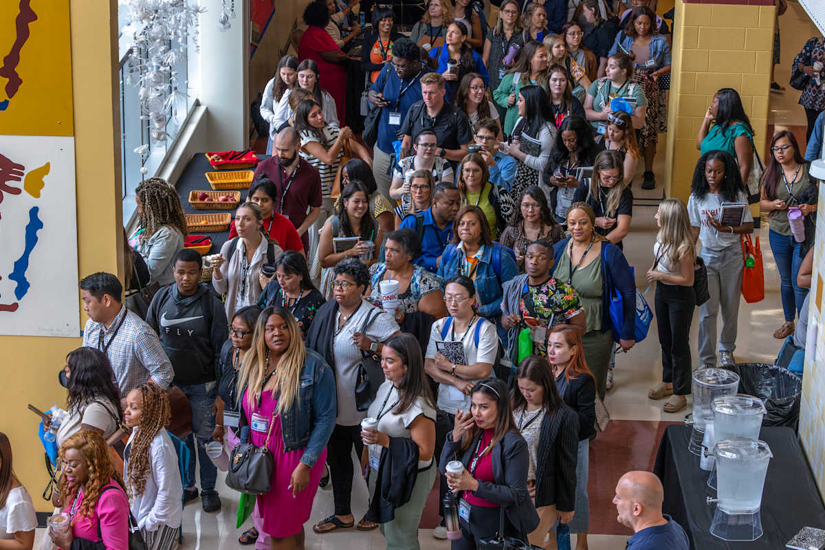 New teachers arriving and congregating for the 2024 Orientation Day