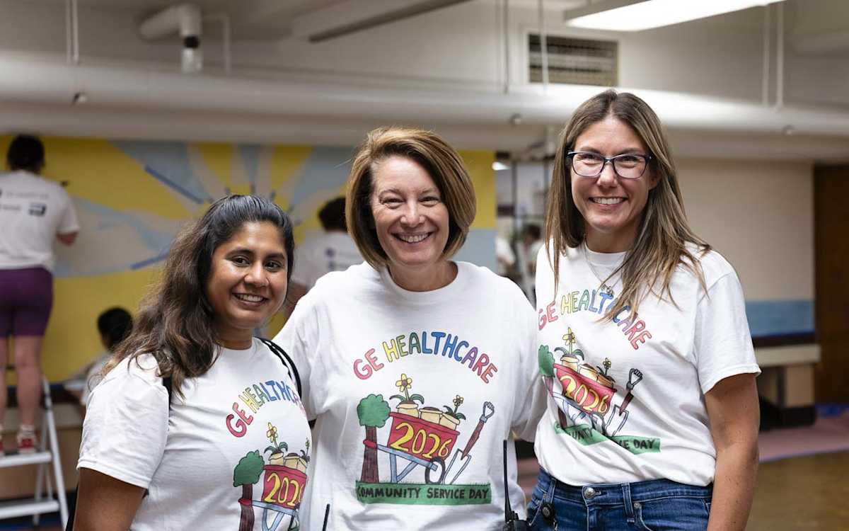 From left, GE HealthCare leaders: Eleanore Dias, human factors manager; Jeannette Bankes, president and CEO of Patient Care Solutions; and Kim Brand, category sourcing manager.
