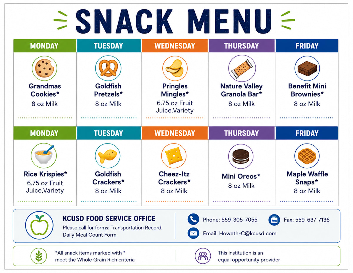 Snack Menu