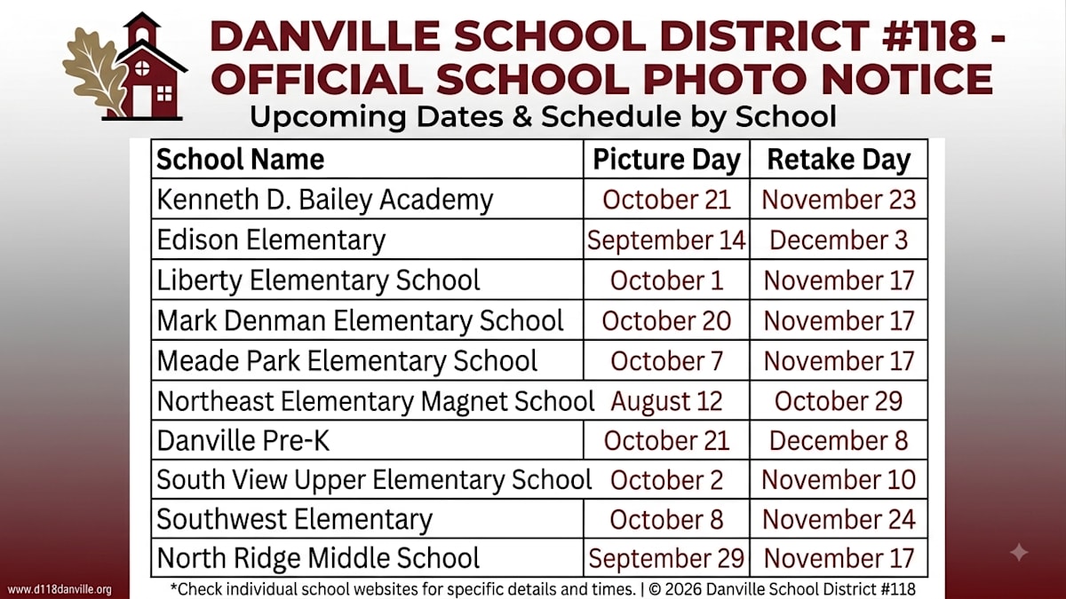 Official School Photo Notice Schedule