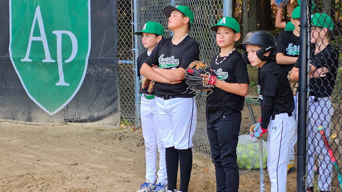 Players developing baseball skills during the Austin Prep Fall Baseball IQ League in Reading, Massachusetts