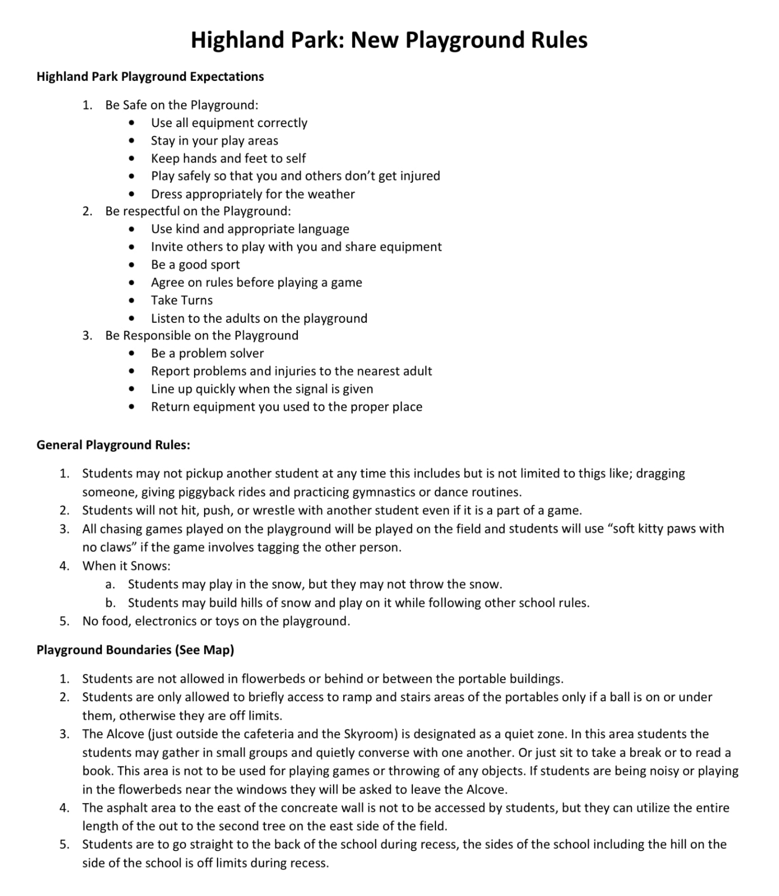 Highland Park: New Playground Rules (Page 1)