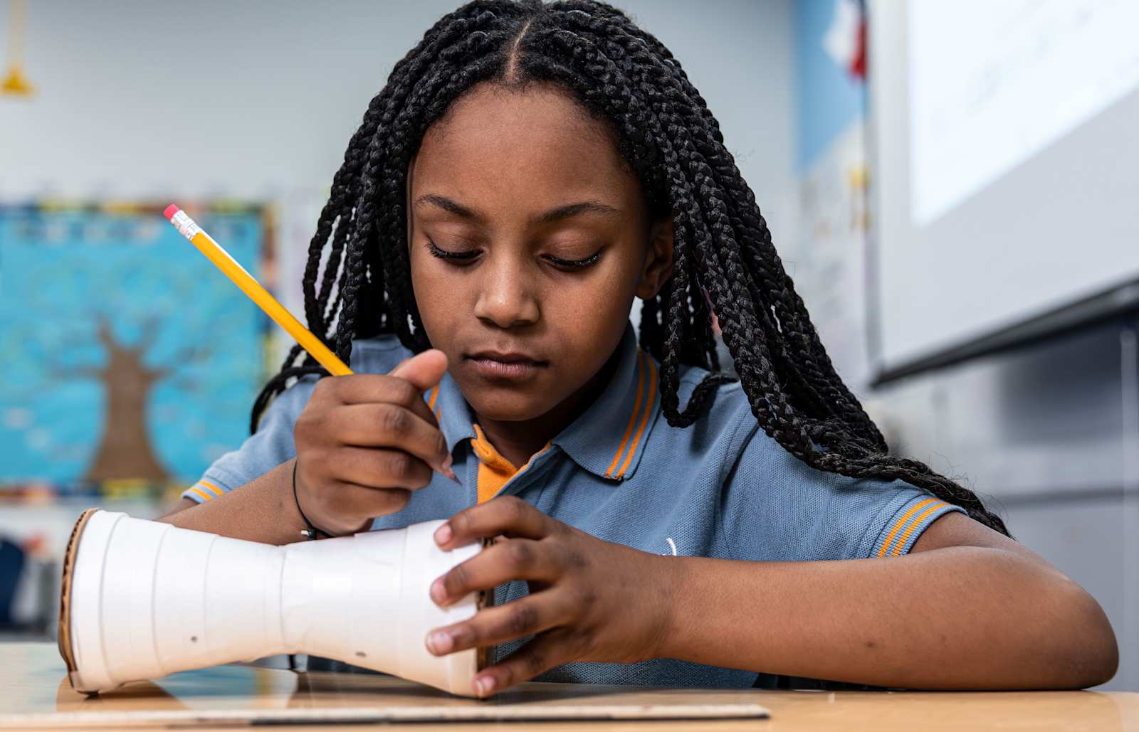 Harmony elementary students engaged in a hands-on STEM lesson