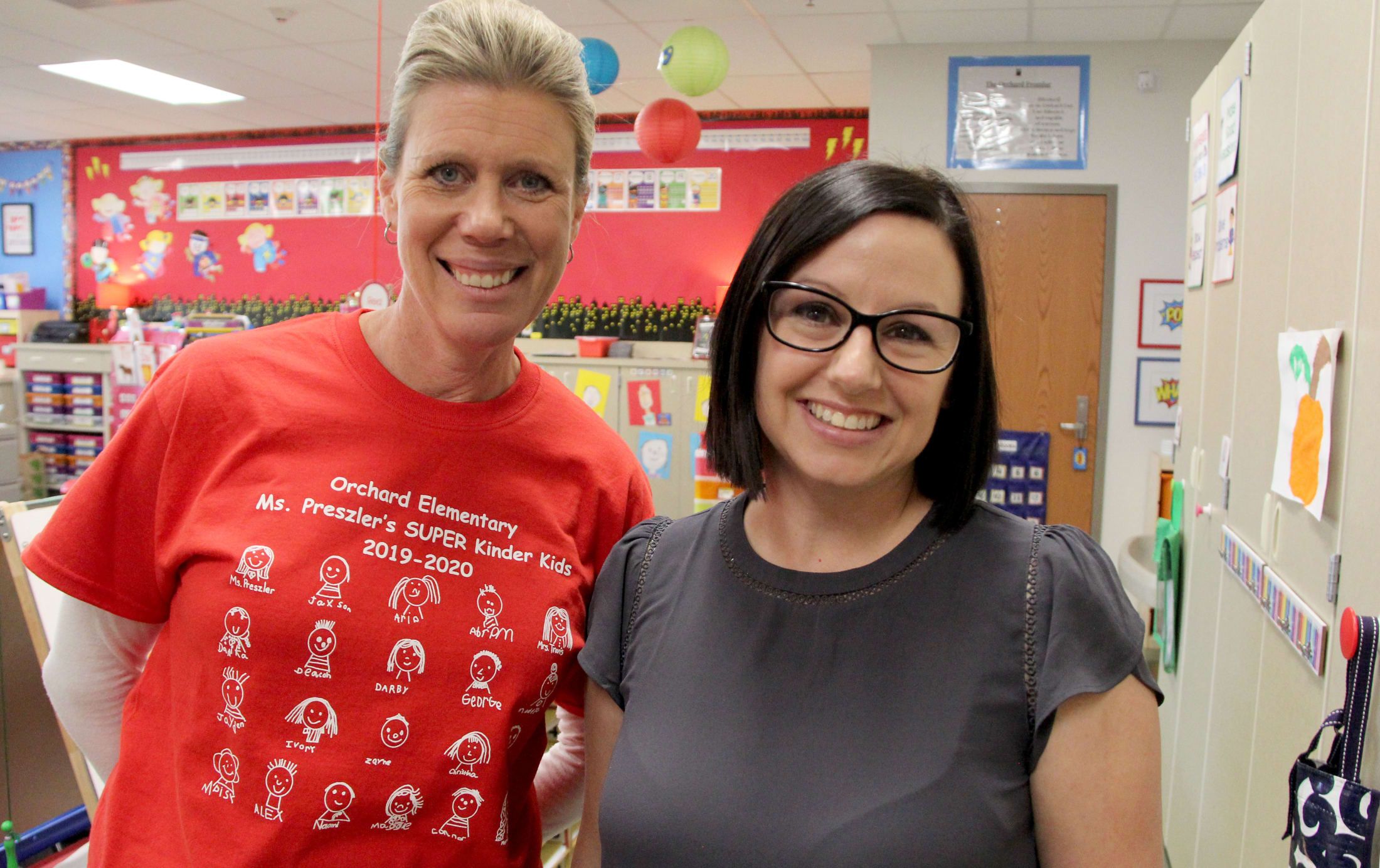 Orchard Elementary Kindergarten teachers and Action Team for Parthership leaders Kathy Preszler and Marta Jisa