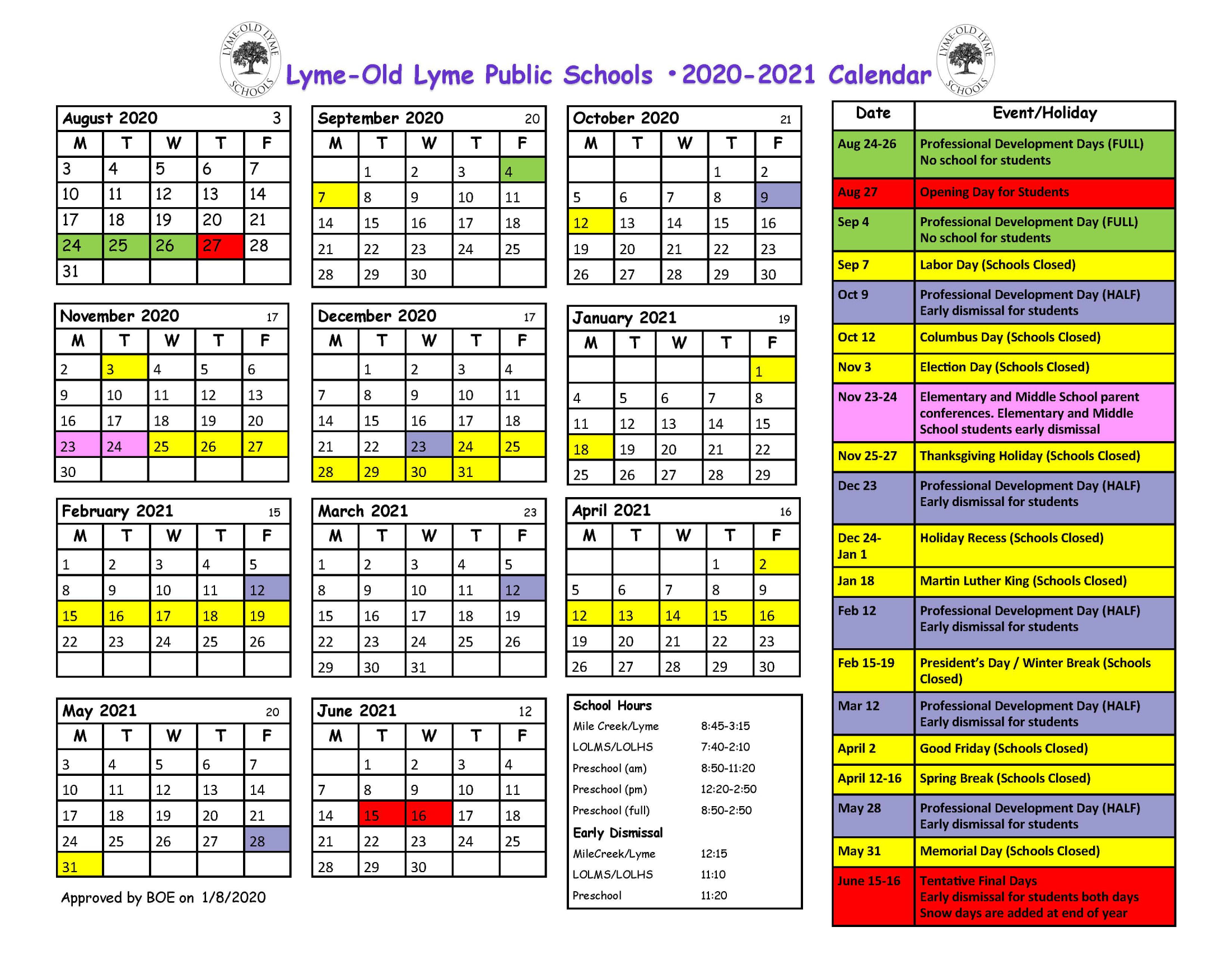Download Regional School District 18 Calendar for 2020-2021 here.