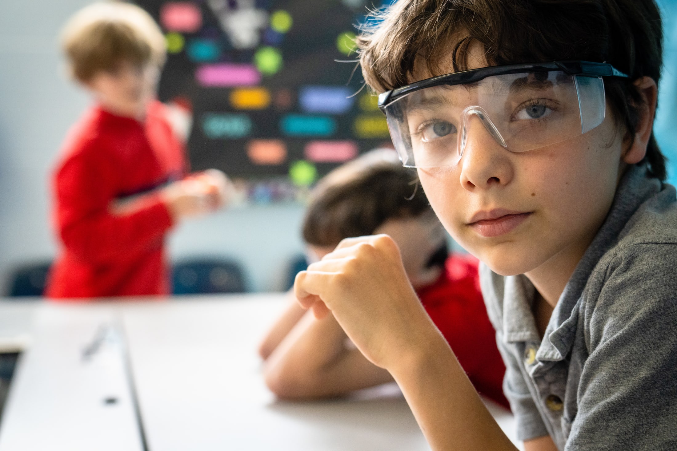 Student in a science class at Trident Academy