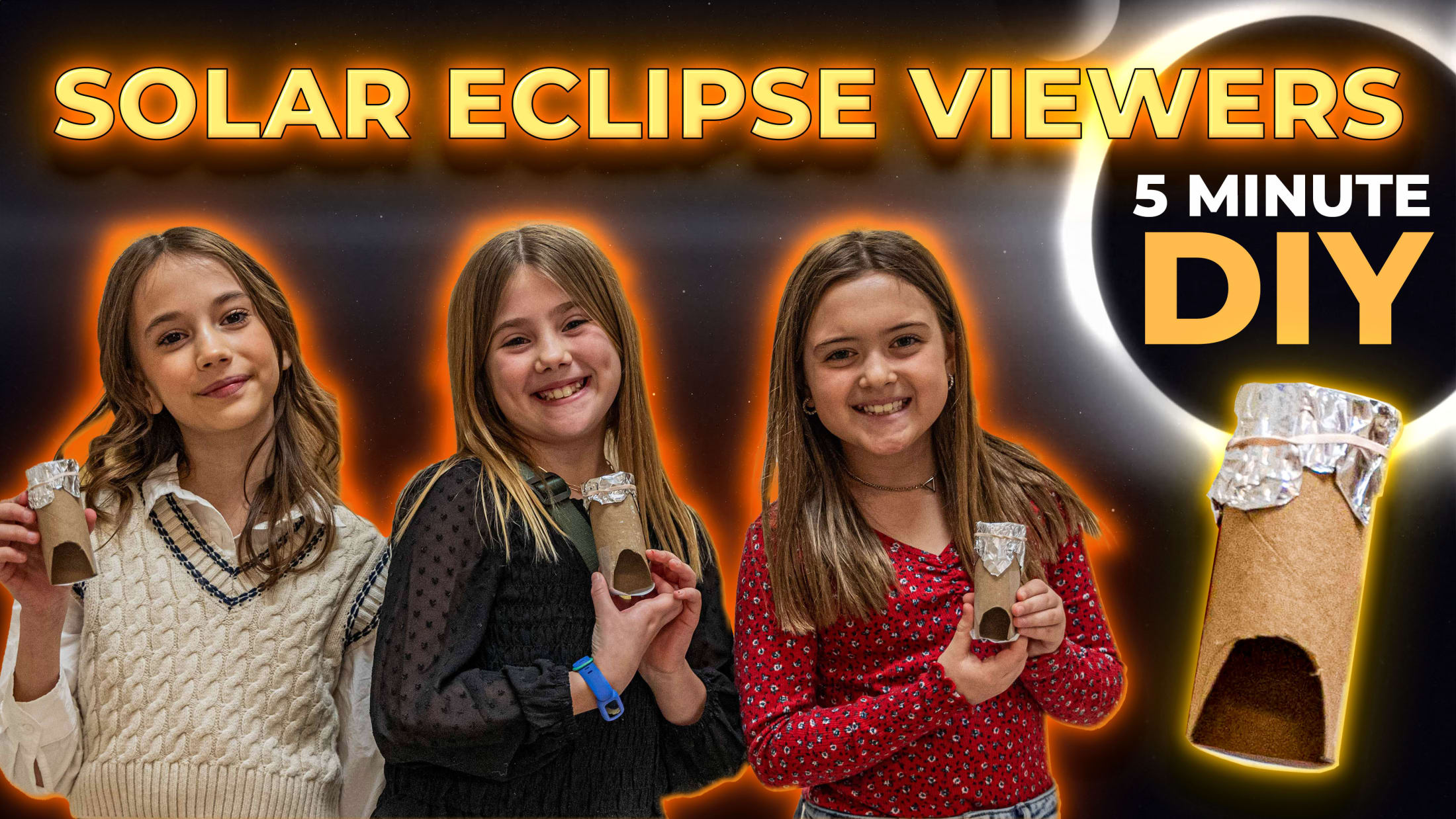 Students holding DIY Solar Eclipse Viewers