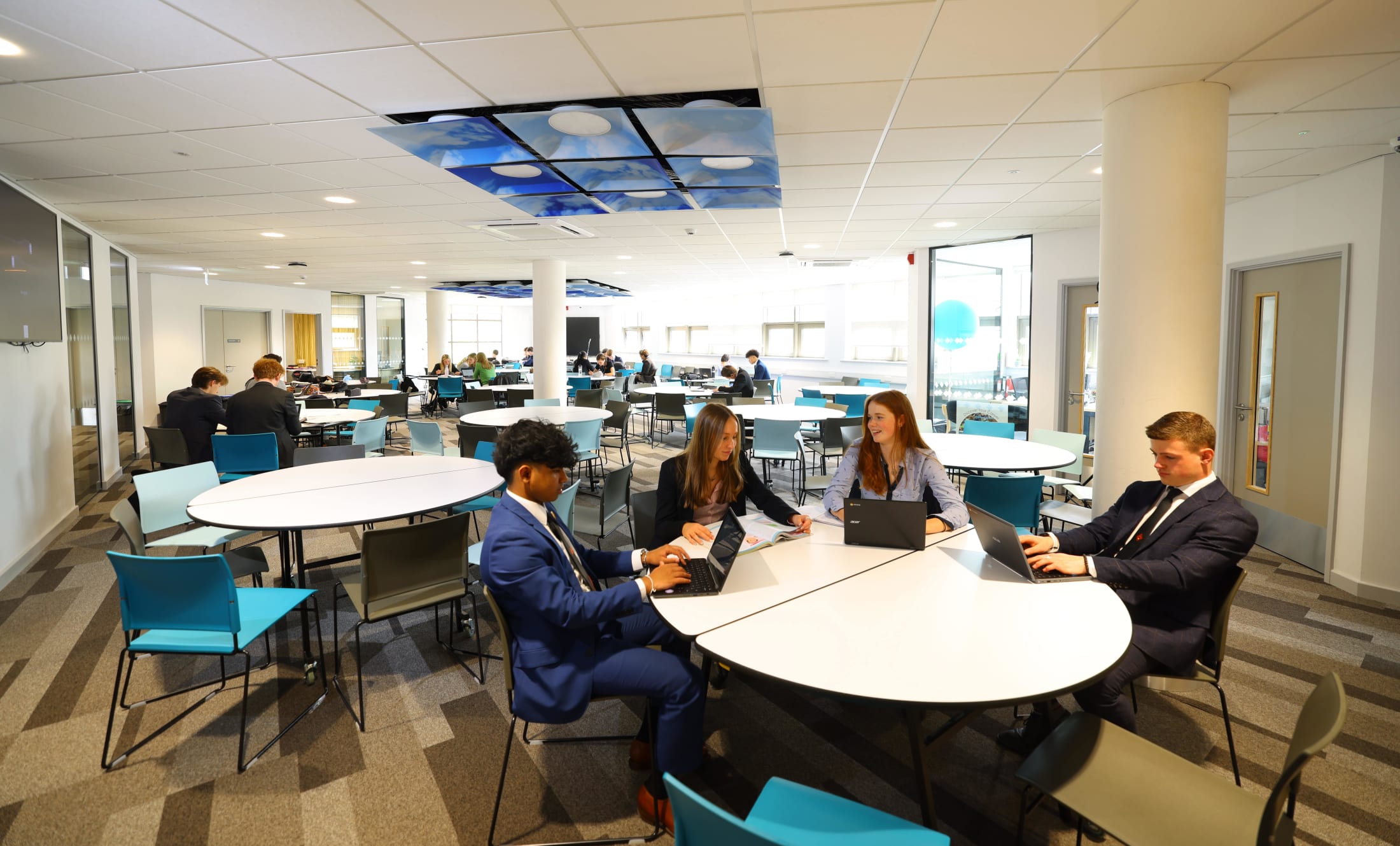 Sixth Form pupils in quiet study area