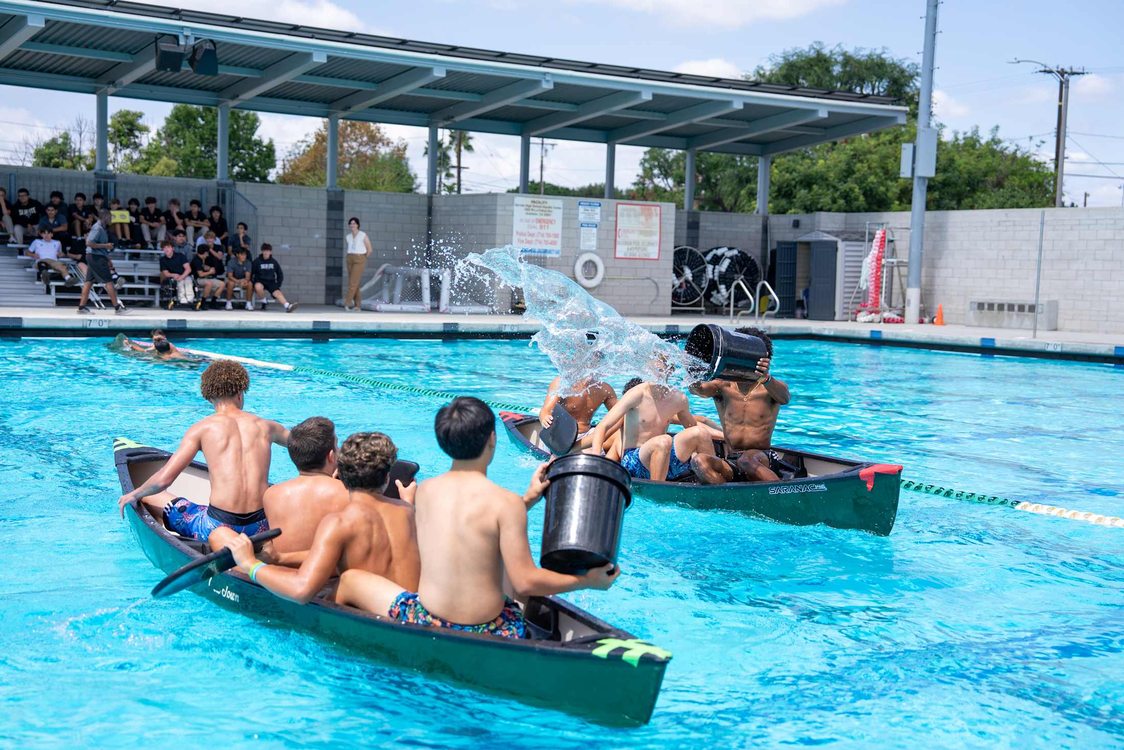Servite students gathered on the football field