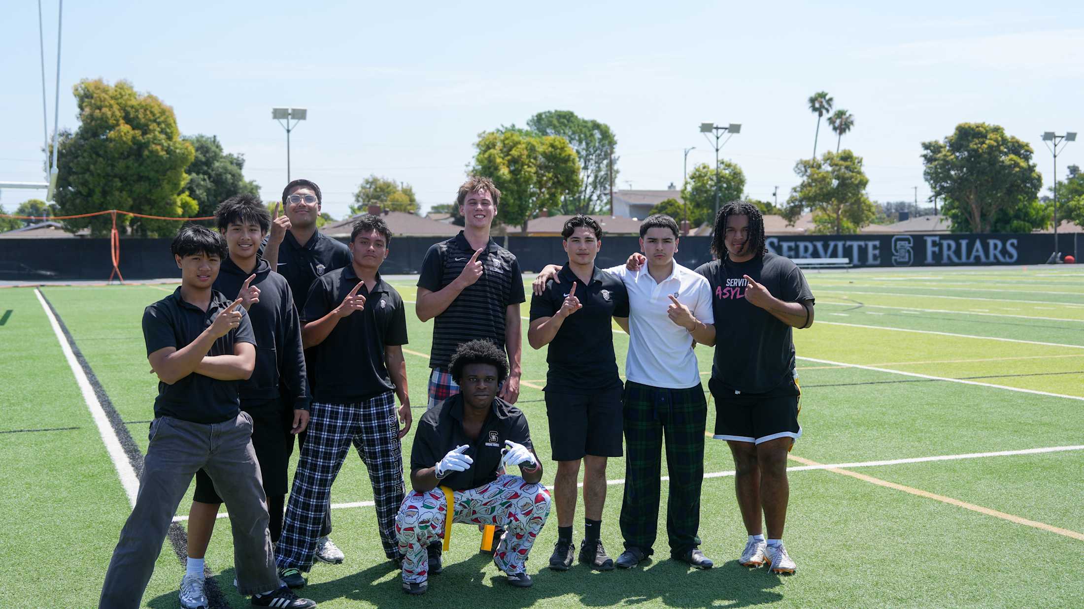 Servite students competing in tug of war