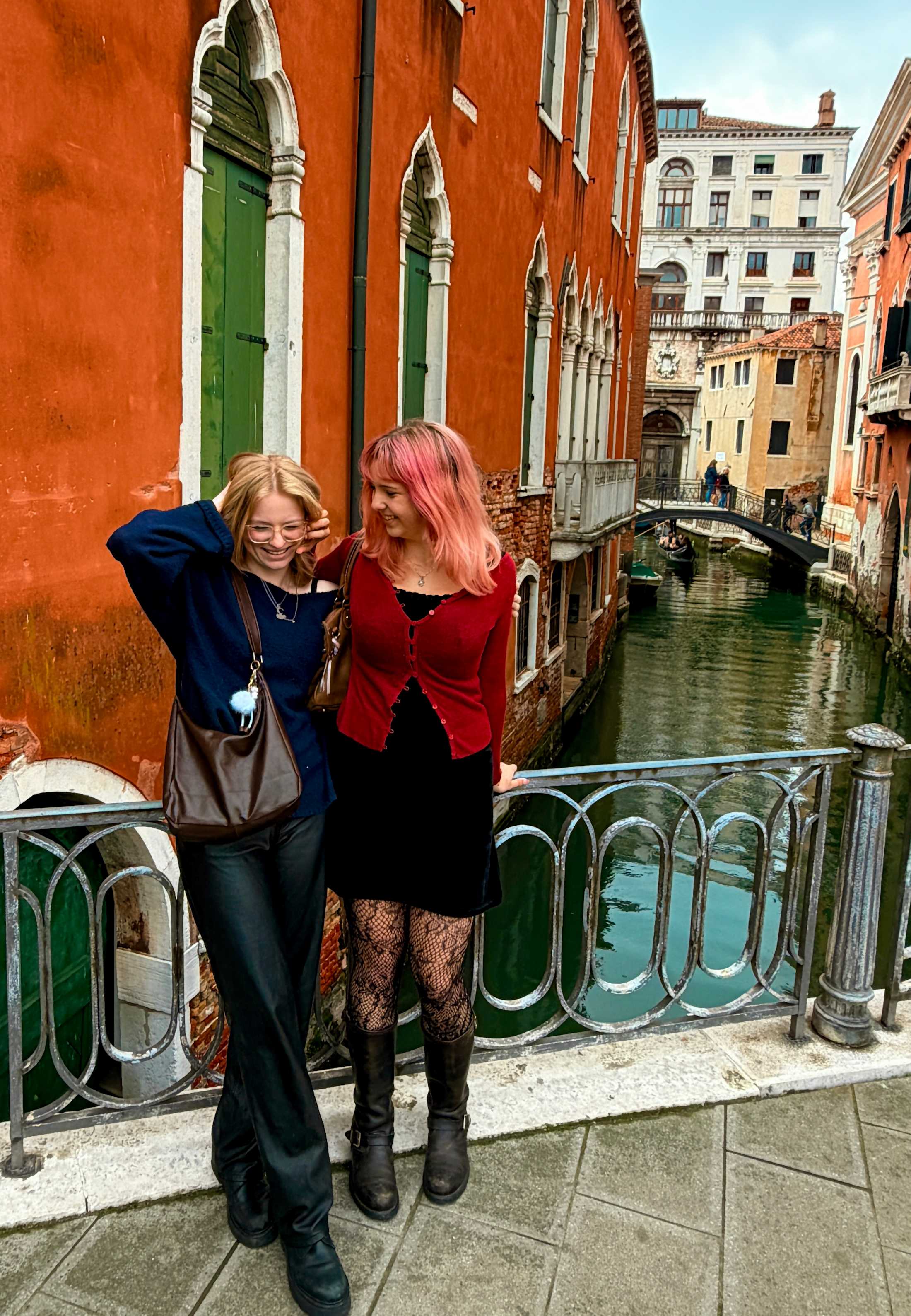 CCI students beside a canal in Venice