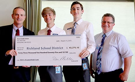 Richland School District received $43,275.10 from Gesa Credit Union from its Co-Branded Debit Card Program