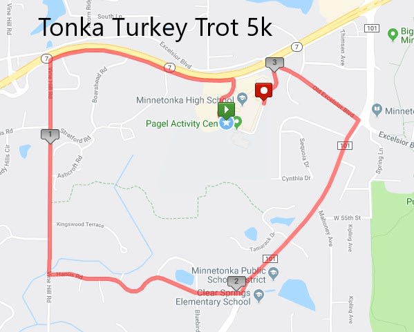 מפת מסלול Tonka Turkey Trot