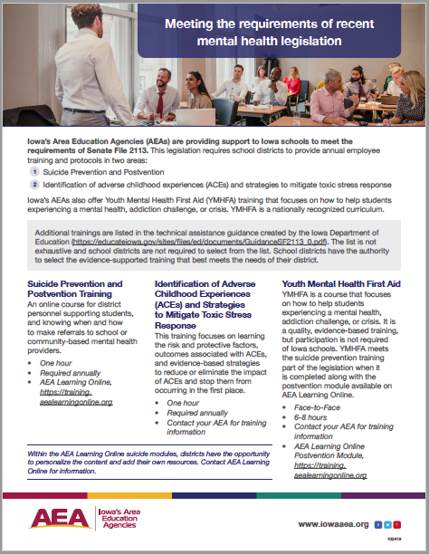 trainings to meet the requirements of recent mental health legislation