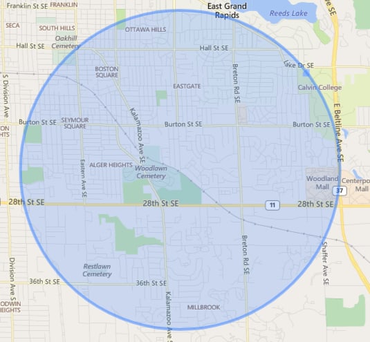 2 mile radius map