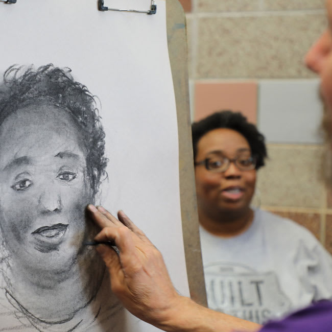 paseo artist drawing a teacher