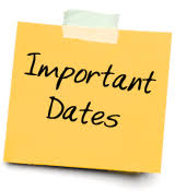 The image shows a yellow sticky note with the text "Important Dates" written on it, attached to a white background.