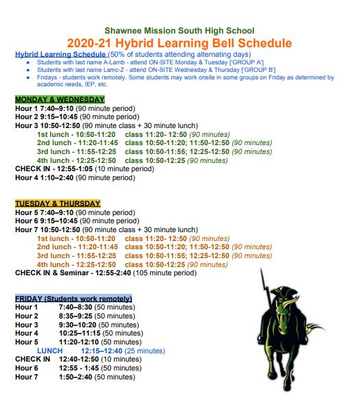 Bell Schedule Shawnee Mission South High School