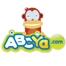 A playful monkey with the text "abcya" illustrated on its fur.