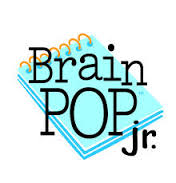 The Brain Pop Jr. logo displayed next to a notebook, representing educational resources for young learners.