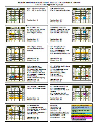 District Calendar Marple Newtown School District