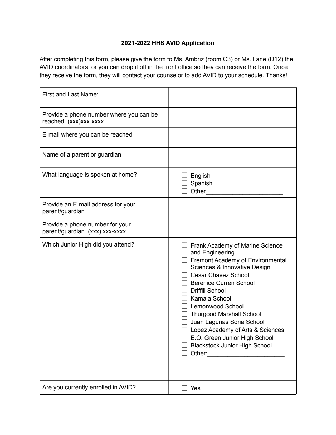 First page of the PDF file: 2021-2022HHSAVIDApplication