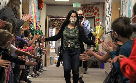 William Wiley students celebrate Stephanie O'Brien-Green's nomination for Classified School Employee of the Year