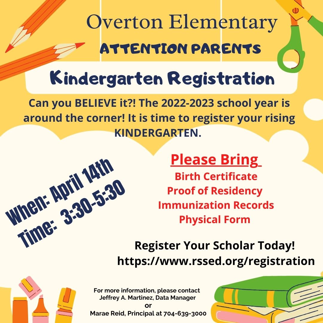 Overton Kindergarten Registration Information 2022