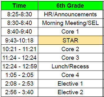 murray hill academy bell schedule