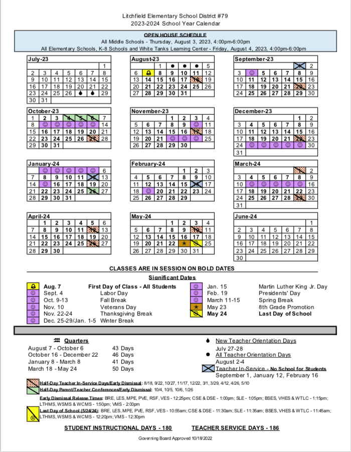 Litchfield Elementary School District 79 Calendar 2024 and 2025