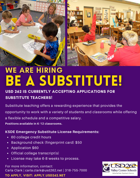 Substitute Teachers Valley Center Unified School District 262