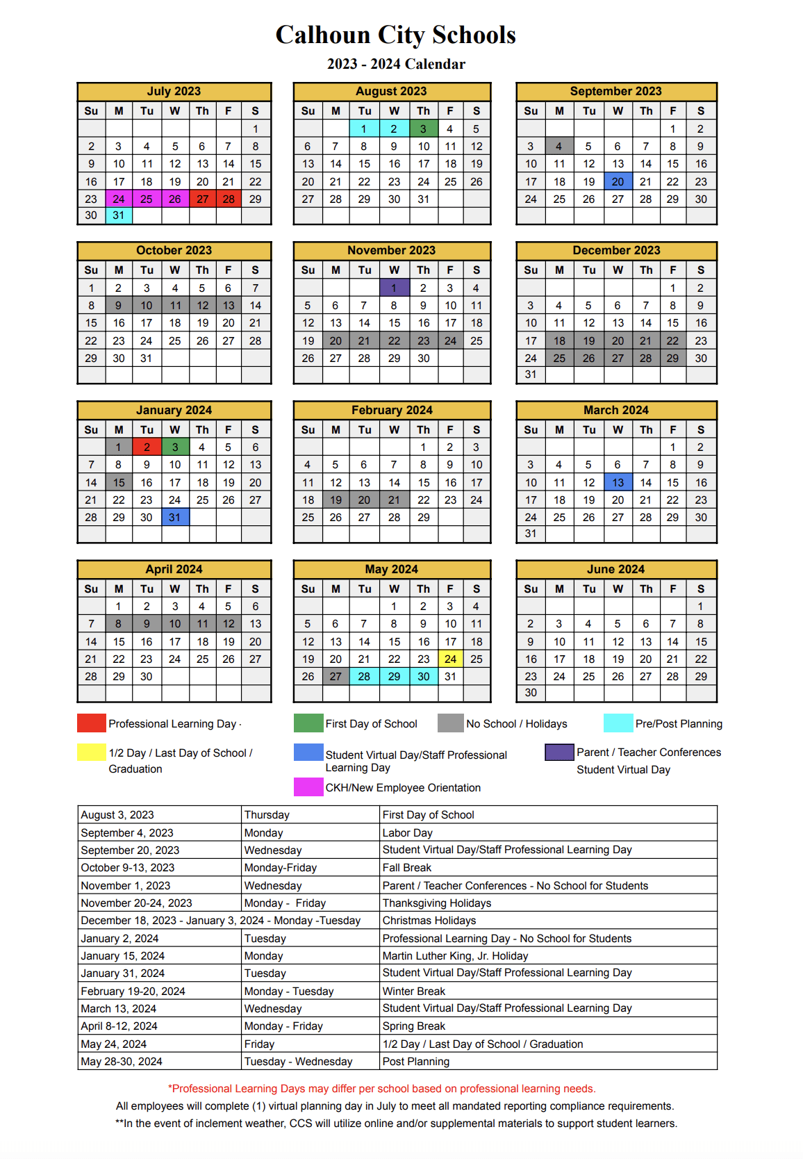 Calhoun City Schools Calendar 2024 2025 Georgia School Calendar Info Calhoun City Schools Calendar 2024 2025 Georgia School Calendar Info