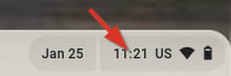 Timestamp in Chromebook taskbar
