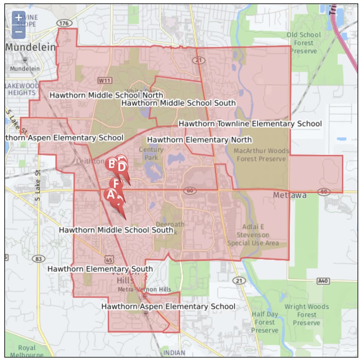 District Boundaries Hawthorn Middle School South