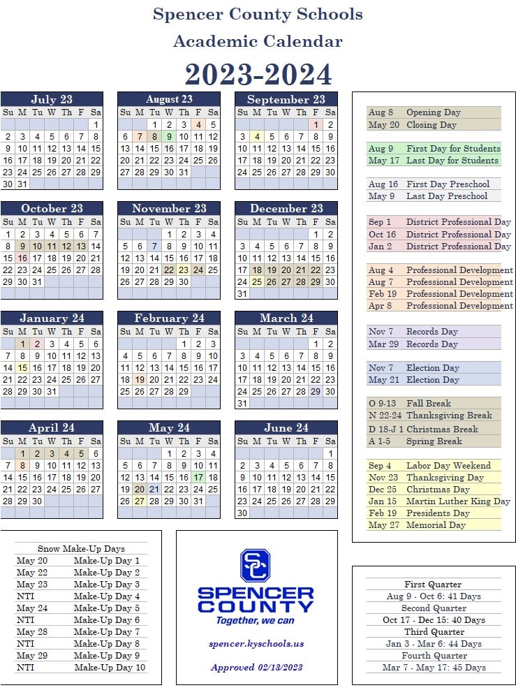 Spencer County Schools Calendar 2025 and 2025