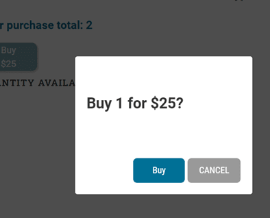 Purchase confirmation screen