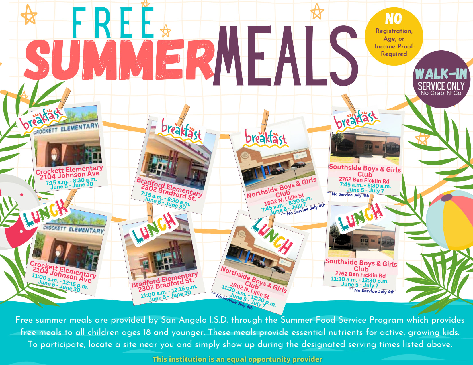 Summer Food Service Program (SFSP) San Angelo Independent School District