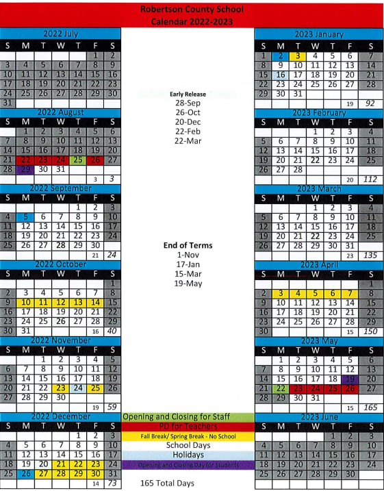Robertson County School Calendar 2024 - PublicHolidays.com