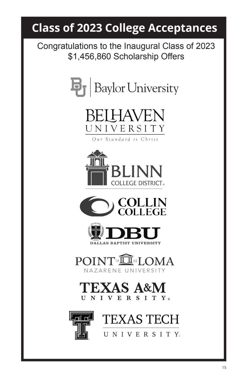 College Acceptances | PCA North | Prosper, TX