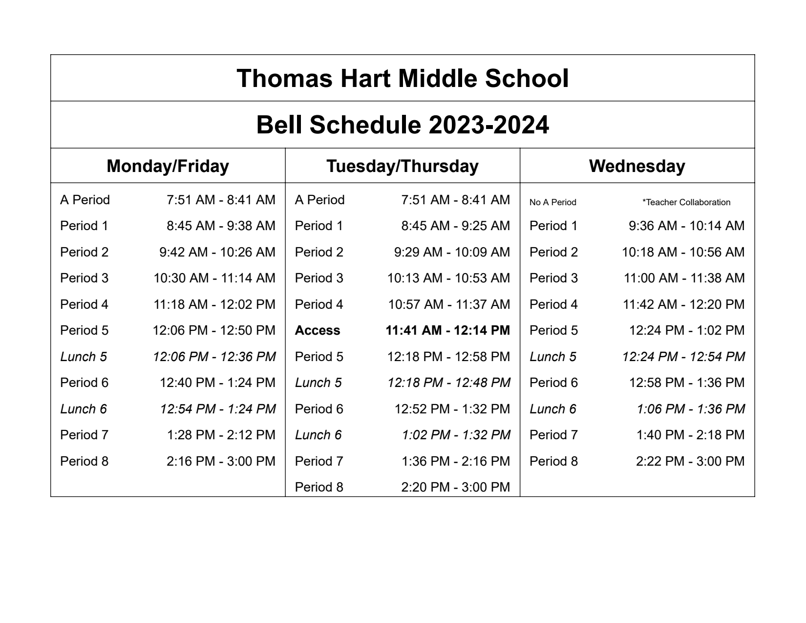 First page of the PDF file: 2023-24-Bell-Schedule