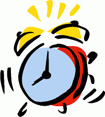 red, blue and yellow whimsical alarm clock