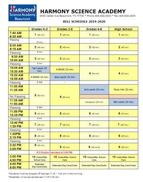 School Hours Harmony Science Academy Beaumont