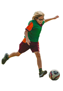 Student about to kick a ball.