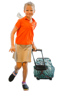 Student pulling her trolley