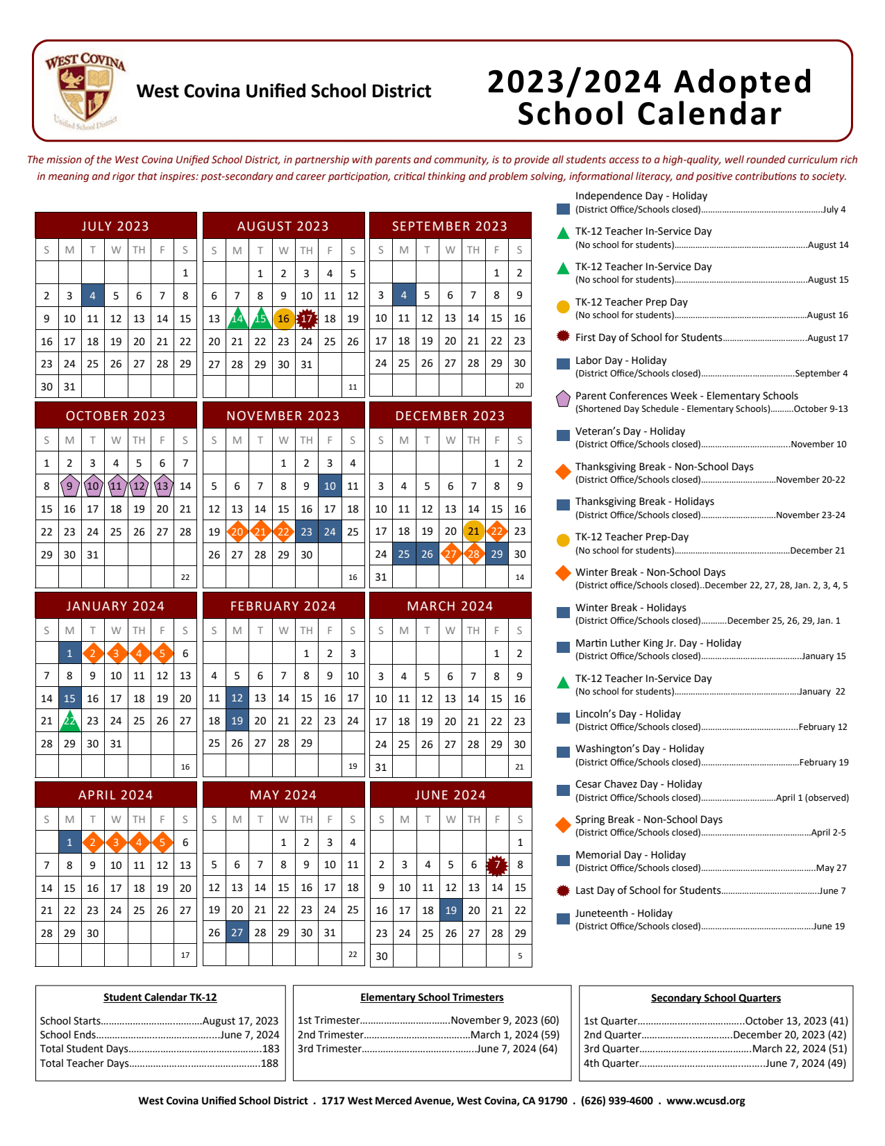 West Covina School District Calendar 2024 Bunny Cordula