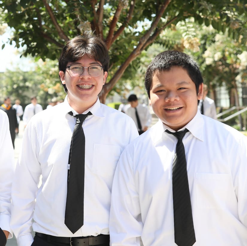 Servite students walking together on campus