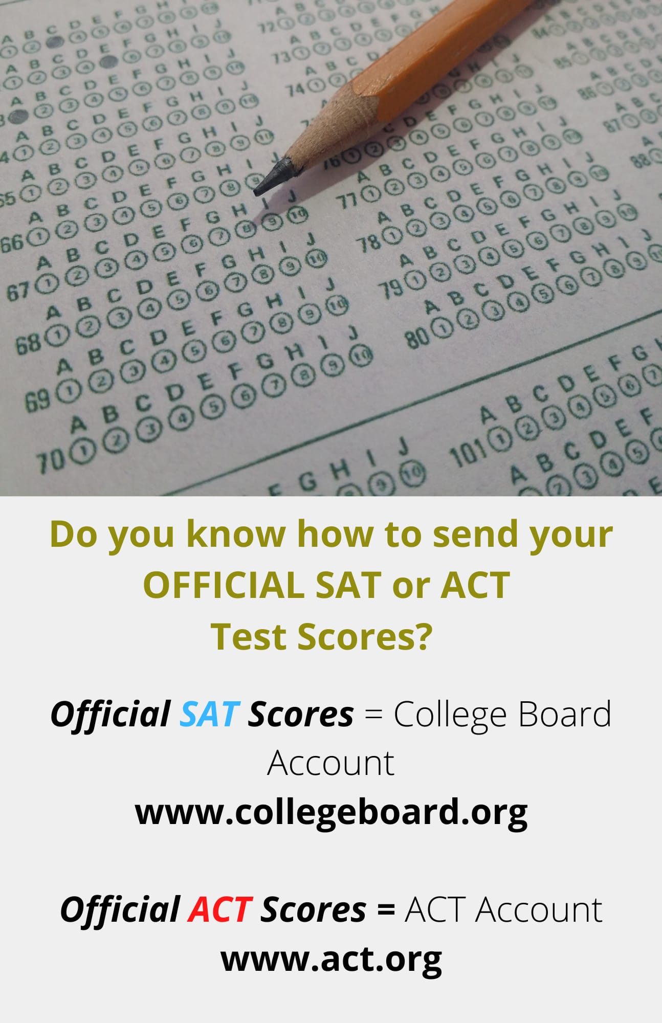 Get your SAT or ACT scores