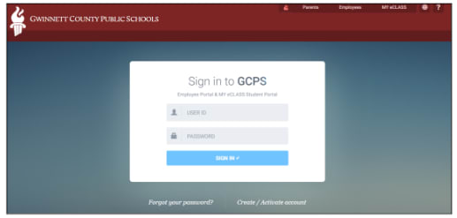 GCPS login page