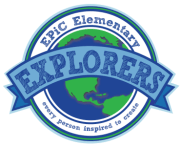 The image depicts the logo for Epic Elementary Explorers, which features a globe surrounded by a circular border with the text %22Epic Elementary Explorers%22 and %22Test purpose to explore%22 written within it.